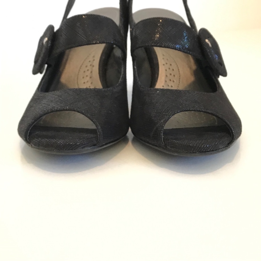 ABELLA Comfort Heels Dress Sandals Slingback Peep Toe Black Women’s Size 7 - Picture 7 of 16